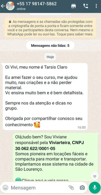 Feedback aluna Tarsis Claro